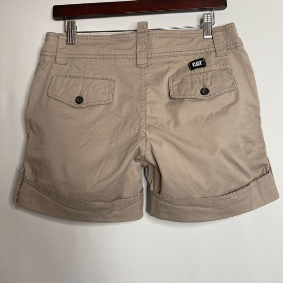 Caterpillar Inc Womankind Shorts Khaki Regular Fit Roll Tab Cuff Size 28 - Picture 3 of 15